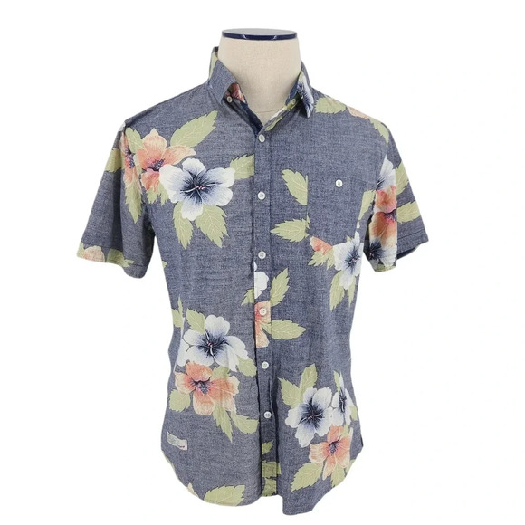 Vintage 7 Diamonds Hawaiian Floral Shirt Short Sleeve Button Collared - Picture 1 of 7
